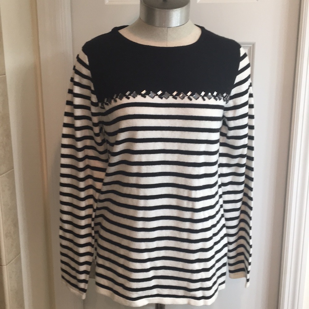 NWT J. crew Breton Striped  Sweater with gems